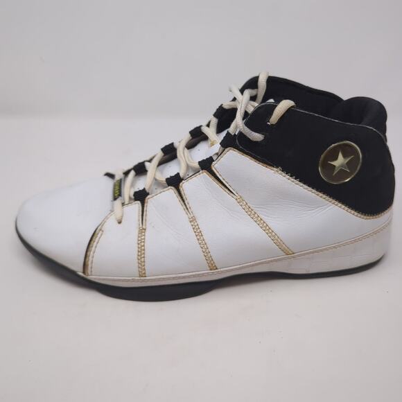 Vintage Converse All Star White Hi Top Leather Shoes Men Size 11 - Picture 2 of 8